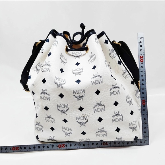 MCM Black and White Logo Shoulder Bag - Picture 2 of 9